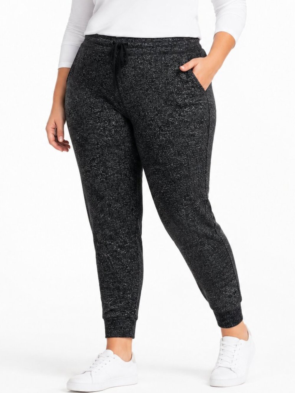 Cuddl Duds Cozy Joggers Brushed Fleece Lounge Pants Heather Black 1X